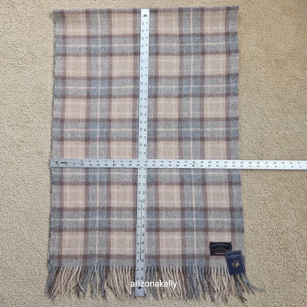 NWT James Pringle Weavers 100% Wool Plaid MacKellar Tan, Grey & Brown - Picture 2 of 13